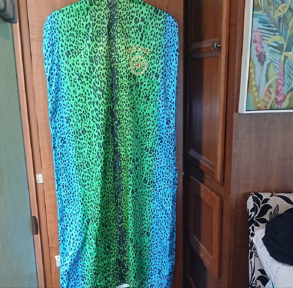 Versace for H&M Green and Blue Leopard Print Dress